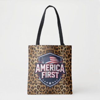 America First - Leopard Print - Tote Bag