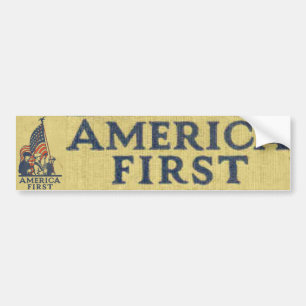 America First Patriots American Flag Vintage Text Bumper Sticker