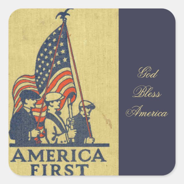 America First Patriots American Flag Vintage Text Square Sticker (Front)