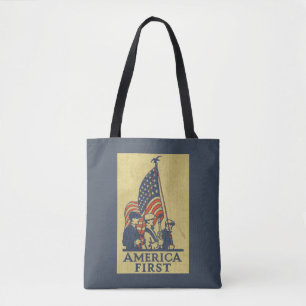 America First Patriots American Flag Vintage USA Tote Bag