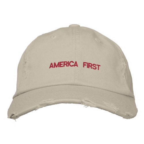 America First Quote Trump Typography Patriotic USA Embroidered Baseball Hat