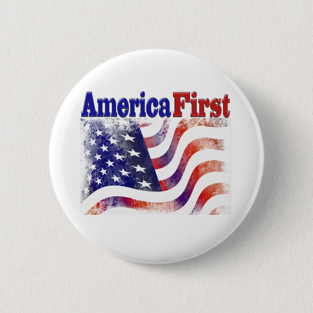 America First stars and stripes Button (Front)