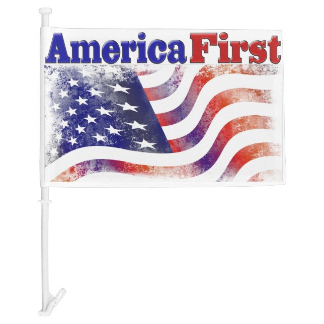 America First stars and stripes Car Flag (Front)