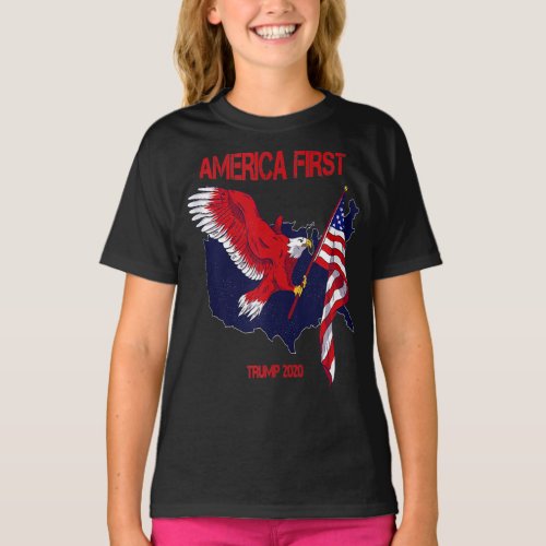 America First Trump Bald Eagle USA Flag American T_Shirt