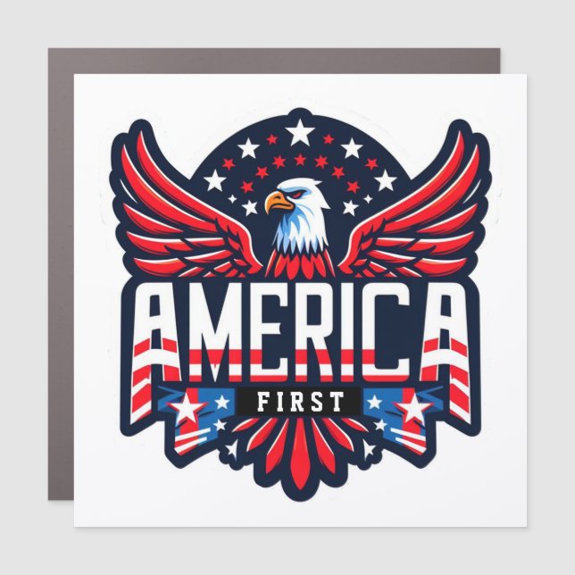 America First USA 2024 Election Patriotic Car Magnet (Front)