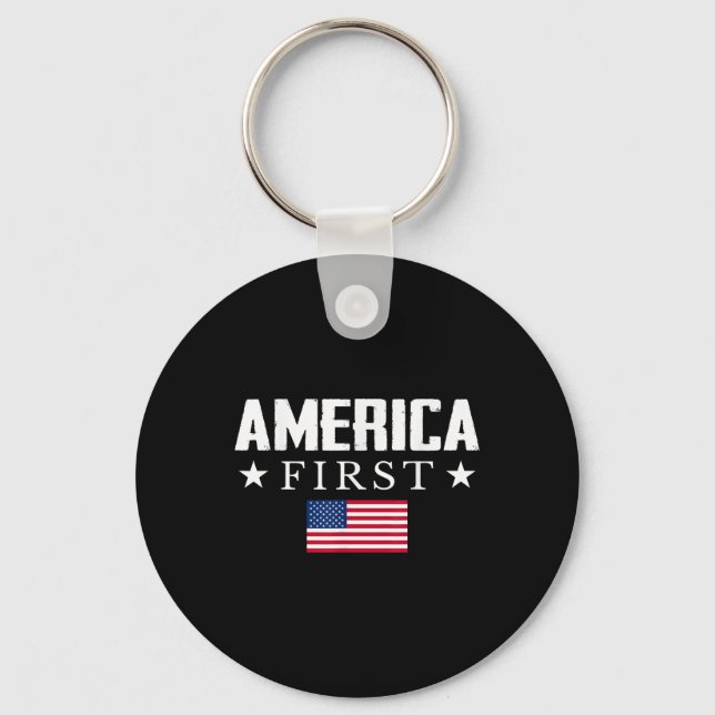America First Usa Flag  Keychain (Front)