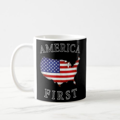 America First Usa Flag Patriotic Freedom American  Coffee Mug