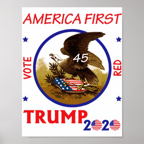 America First Vote Red Trump 2020 Poster
