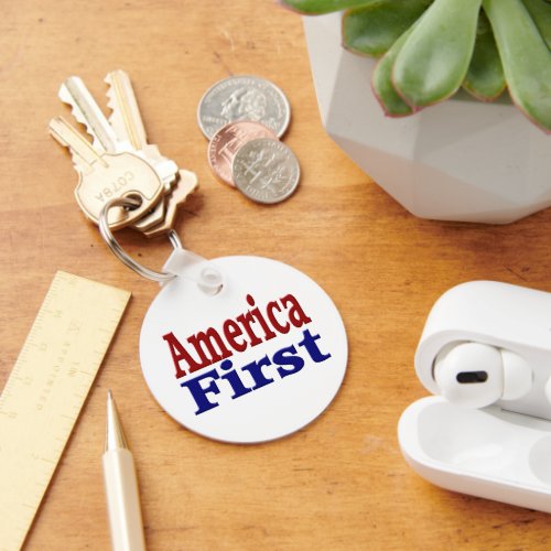 America First with red and blue  Keychain