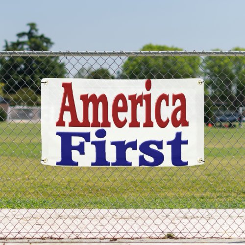 America First with red and blue text Banner