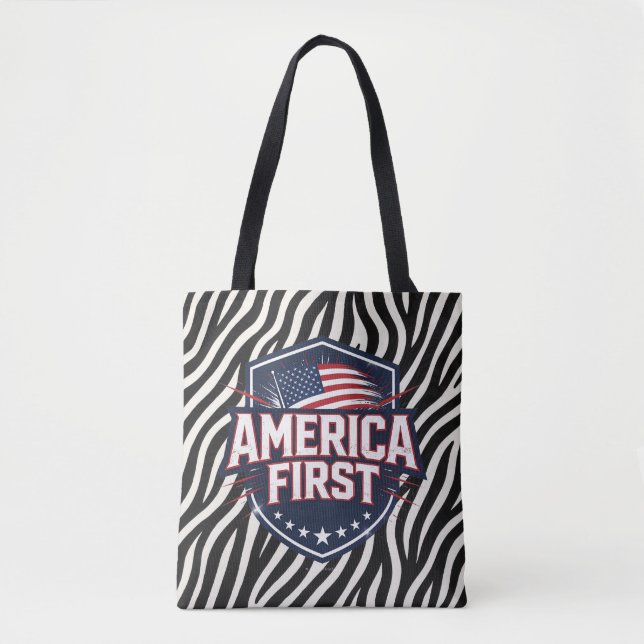 America First - Zebra Print - Tote Bag (Front)