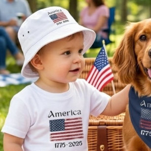 America Flag 1776 to 2026 Kids 250th Anniversary  Bucket Hat