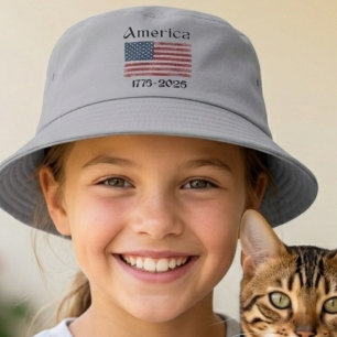 America Flag 1776 to 2026 Kids 250th Anniversary  Bucket Hat