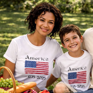 America Flag 1776 to 2026 Kids 250th Anniversary  T-Shirt