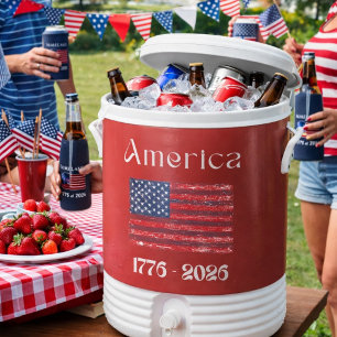 America Flag 1776 to 2026 USA 250th Anniversary  Beverage Cooler