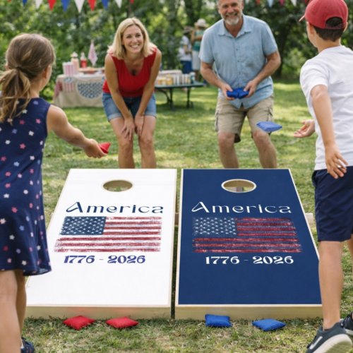 America Flag 1776 to 2026 USA 250th Anniversary   Cornhole Set