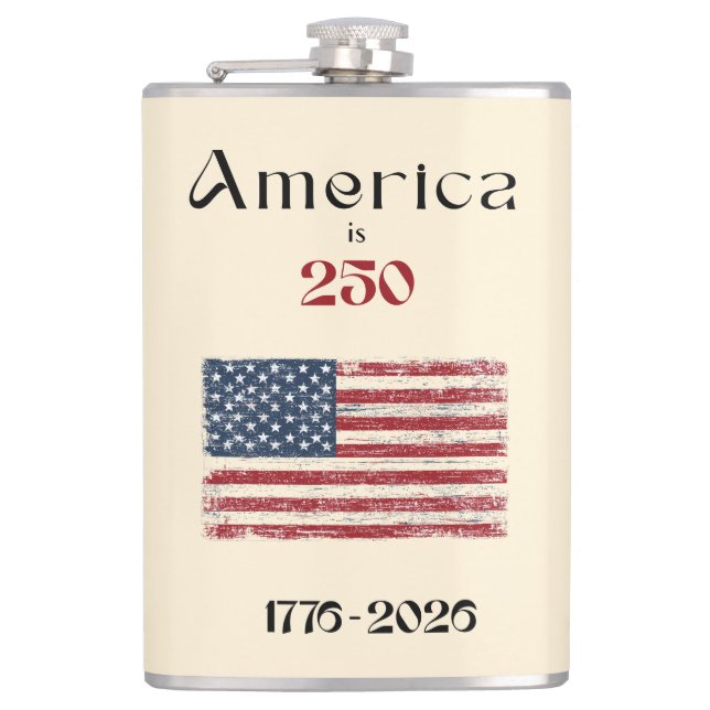 America Flag 1776 to 2026 USA 250th Anniversary Flask (Front)