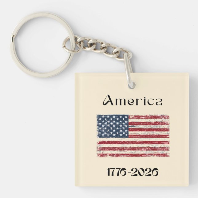 America Flag 1776 to 2026 USA 250th Anniversary  Keychain (Front)