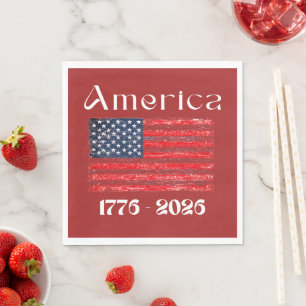 America Flag 1776 to 2026 USA 250th Anniversary  Napkins