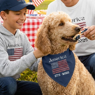 America Flag 1776 to 2026 USA 250th Anniversary  Pet Bandana Collar