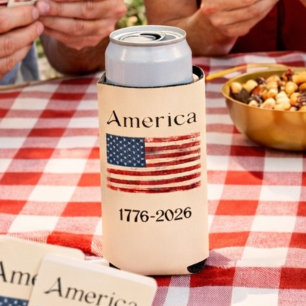 America Flag 1776 to 2026 USA 250th Anniversary  Seltzer Can Cooler