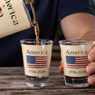 America Flag 1776 to 2026 USA 250th Anniversary  Shot Glass