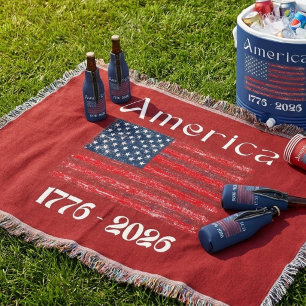 America Flag 1776 to 2026 USA 250th Anniversary  Throw Blanket