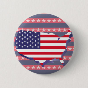 America Flag America Map Button