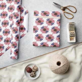 America Flag American USA Floral Pattern 