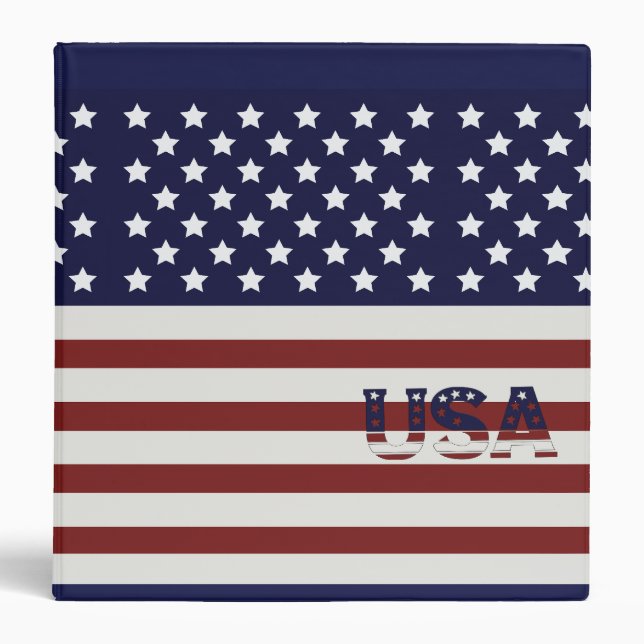  America Flag American USA  Pattern  3 Ring Binder (Front)