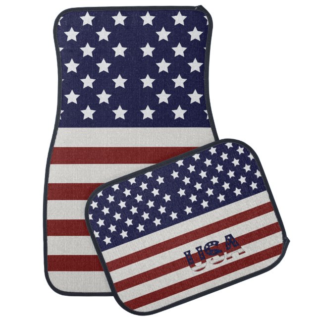  America Flag American USA  Pattern  Car Floor Mat (Set)