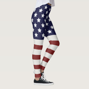 America Flag American USA Pattern Leggings