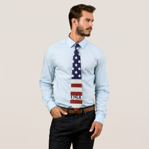 America Flag American USA Pattern Neck Tie