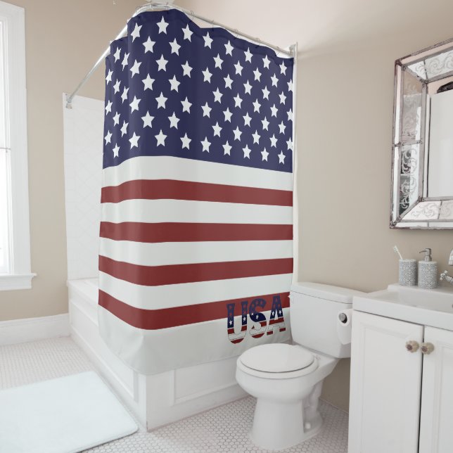  America Flag American USA  Pattern  Shower Curtain (In Situ)