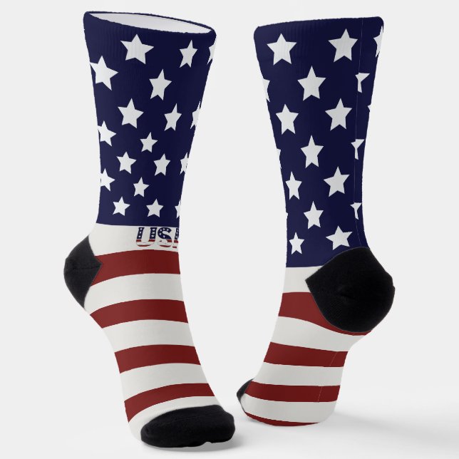  America Flag American USA  Pattern  Socks (Angled)