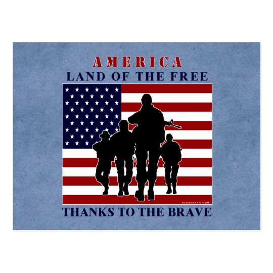 America Flag and Soldiers Silhouette Postcard | Zazzle.com