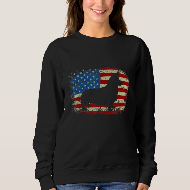 America Flag Best Corgi Dad Ever Father's Day Dog Sweatshirt (Front)
