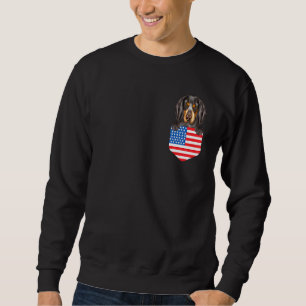 America Flag Bluetick Coonhound Dog In Pocket Sweatshirt