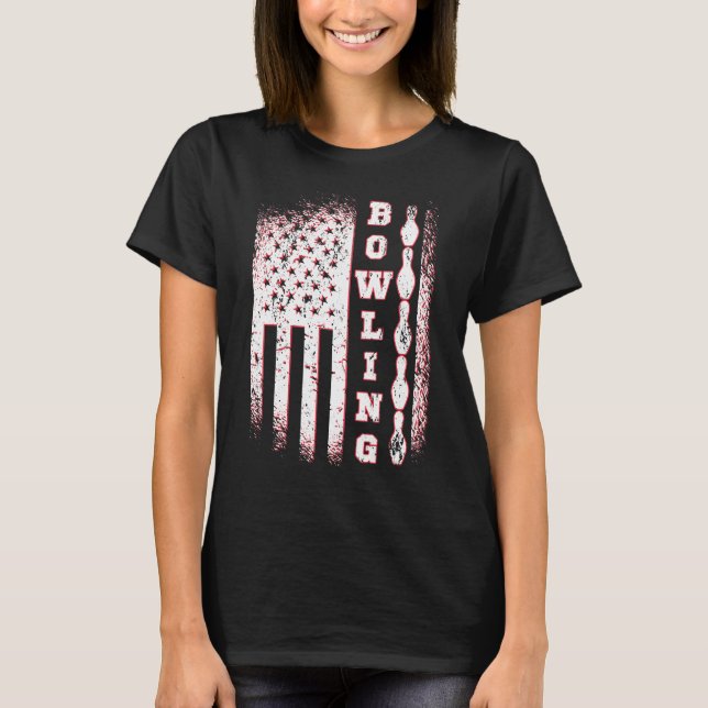 America Flag Bowling Patriot Bowler Bowling Team T-Shirt (Front)