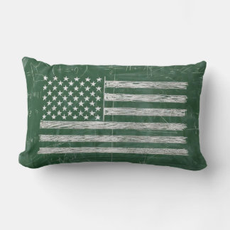 America Flag Chalkboard Art (Drawing No. 3) Lumbar Pillow