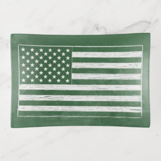 America Flag Chalkboard Art (Drawing No. 4) Trinket Tray