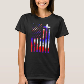 America Flag Christian 4th Of July Tie Dye Women P T-Shirt
