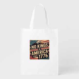 America Flag Decor No Kings In America Since 1776 Grocery Bag