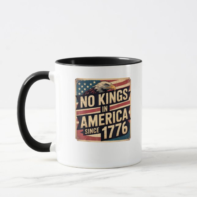 America Flag  Decor No Kings In America Since 1776 Mug (Left)