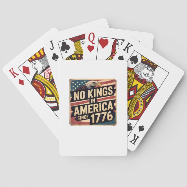 America Flag  Decor No Kings In America Since 1776 Poker Cards (Back)