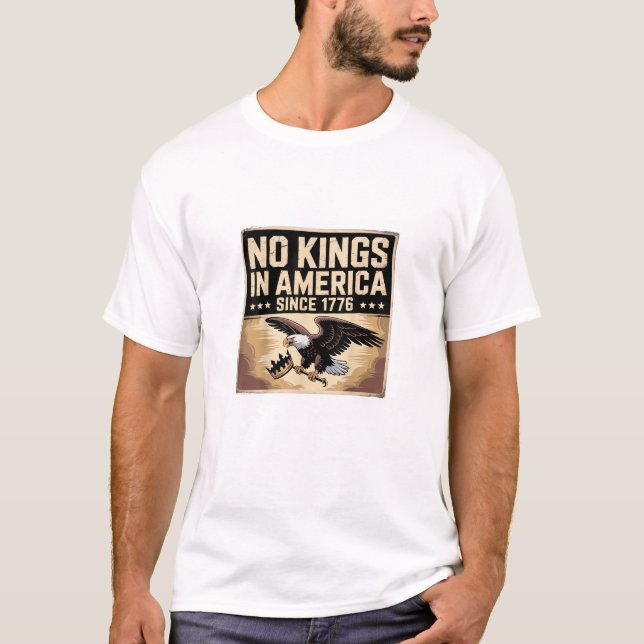 America Flag  Decor No Kings In America Since 1776 T-Shirt (Front)