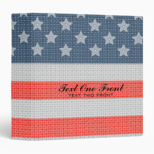 America Flag Diamonds And Glitter Texture 3 Ring Binder