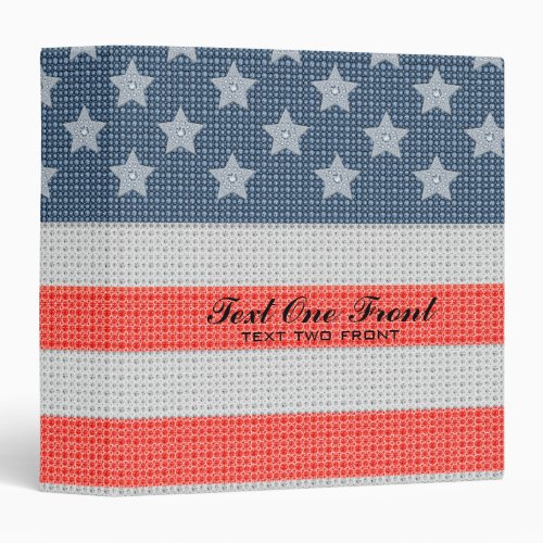 America Flag Diamonds And Glitter Texture 3 Ring Binder