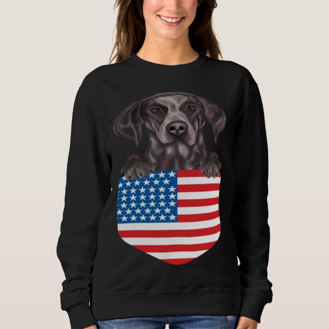 America Flag German Shorthaired Pointer Dog In Poc Sweatshirt (Front)
