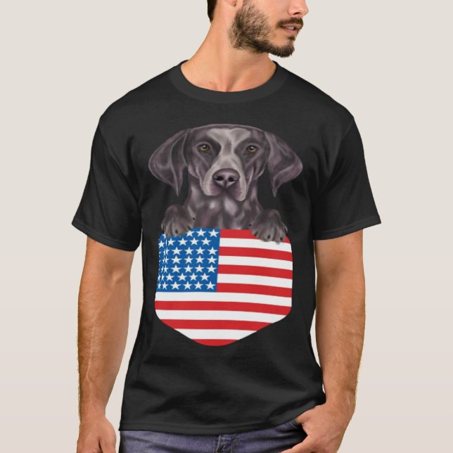 America Flag German Shorthaired Pointer Dog In Poc T-Shirt (Front)